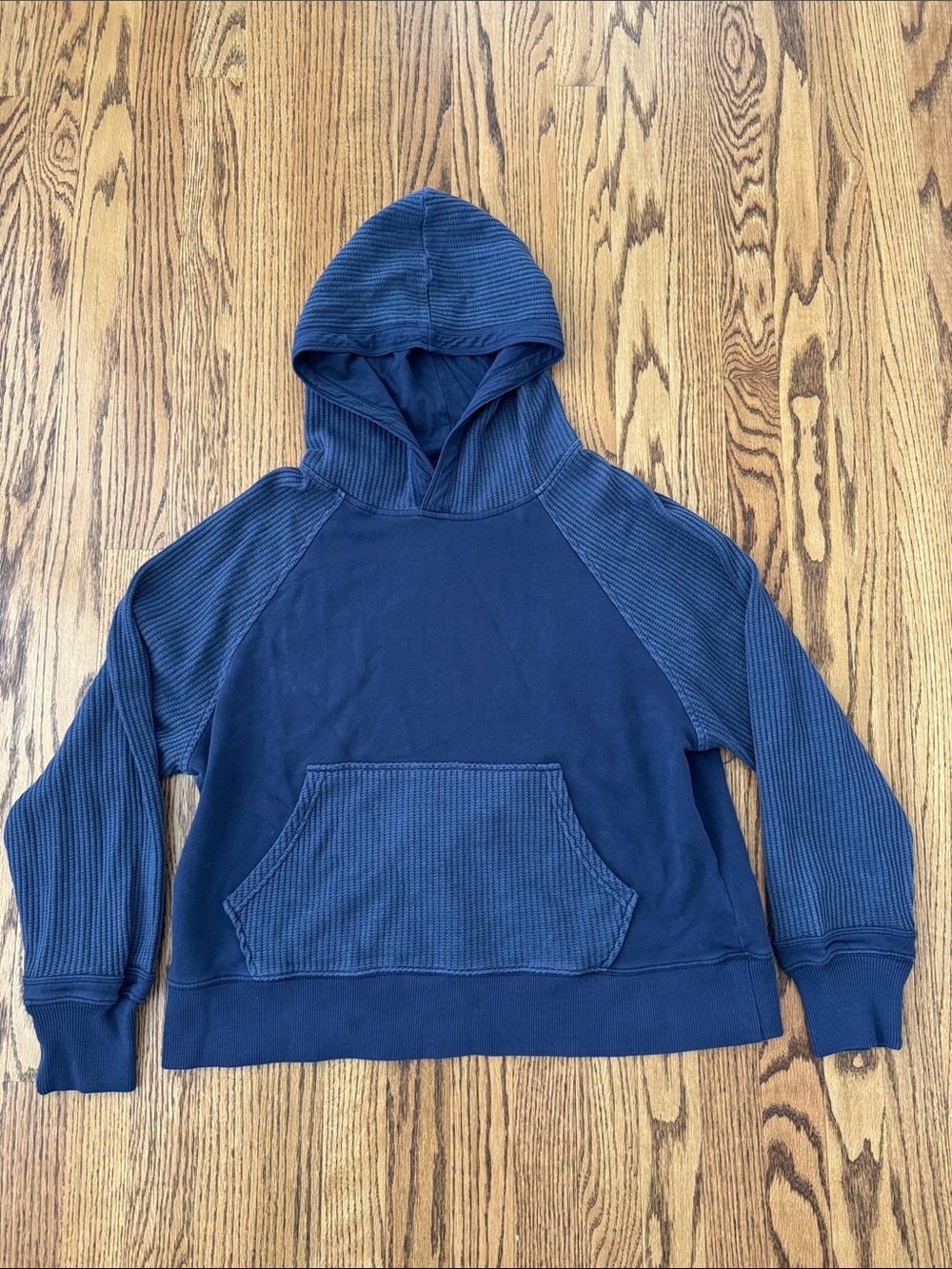 aerie Navy Blue Waffle Hooded Sweatshirt